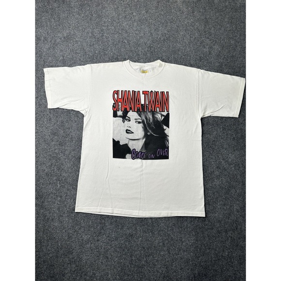 Mens T Shirt Shania Twain Come On Over Tour 1999 White Graphic Size XL